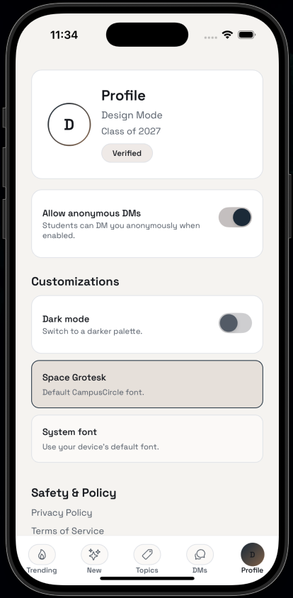 Campus Circle Screen 12 screen